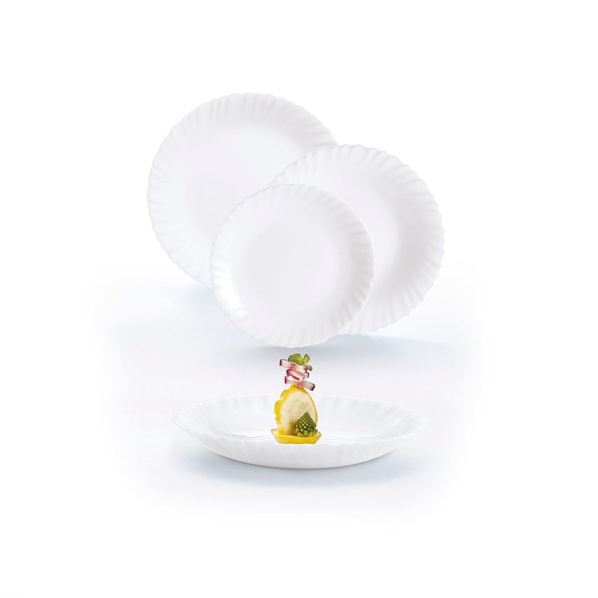 Luminarc Feston Service de table opale 18 pièces 6 personnes Opale Passe au micro-ondes Passe au réfrigérateur empilable