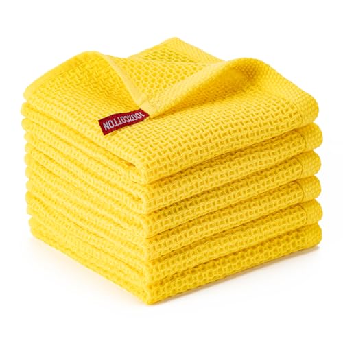 Kitchen Towels 6-Pack Kitchen Dish Cloths,100% Cotton,12x12 In,Yellow