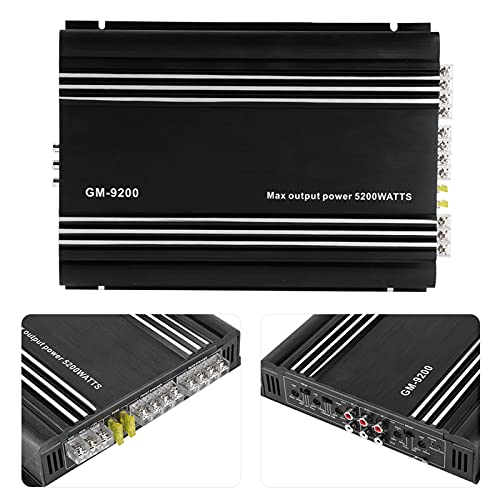 Car Stereo Amplifier,5200W 4 Channel o Power Amplifier 12V Black Aluminum Alloy Auto Car Hifi Stereo Amp Car o System