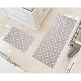 Benissimo-Modern Mats, 24”x62” + 20”x32” Set of 2 Ultra-Thin (1/10 Inch) Kitchen Mat Rubber Backing,