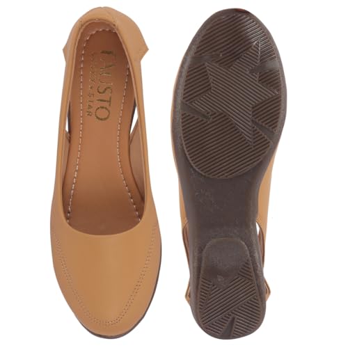 Image of FAUSTO Women Stylish Backless Casual Ballets | Low Heel Cut-Out Slip-On Ballerinas | Comfortable Walking Flats Sandals | Memory Cusion Insole