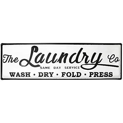 Wash Dry Fold Press Enamel Laundry Sign for Laundry Room,Vintage Large Laundry Room Wall Decor,Laundry Room Wall Art Waterproof 21" x 6.5" Cover