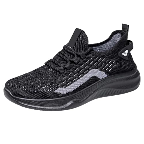 Zapatillas Deportivas Casuales de Moda, Transpirables, Ligeras, para Caminar y atléticas, con Cordones y cómodas para Uso Diario. (Black, 39)