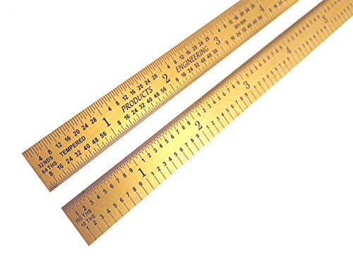 PEC Tools Flexible 12" 5R Titanium Nitride (TiN) Coated Extreme Scratch Resistant Ultra High Contrast Machinist Engineer Ruler Scale with Markings 1/10, 1/100, 1/32 & 1/64 501-012TN