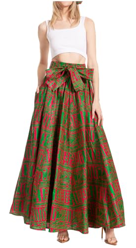 Sakkas Asma Second Convertible Traditional Wax Print Adjustable Strap Maxi Skirt