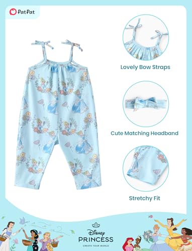 Image of Disney Frozen Elsa Princess Minnie Stitch Marie Girls Romper with Bow Tie Strap and Headband Cute Jumpsuit for Baby & Toddler