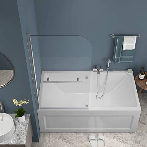 Goodyo Bathtub Shower Door 55"X31" Frameless Hinged Pivoting 180 Degree #TOP2