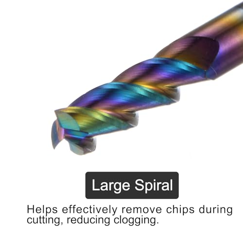 Image of uxcell Carbide Square End Mill, 1 /8 inch Diameter Diamond-Like Carbon Coated 3 Flutes Milling Bit Cutter, for Aluminum Copper Non-Ferrous Metal, 1 /8 inch Shank 3 /8 inch Cut Length 1-1 /2 inch Long HRC50