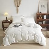 Mucalis Queen White Duvet Cover Washed Brushed Microfiber Off White Duvet Cover Set Full Queen 3pc W