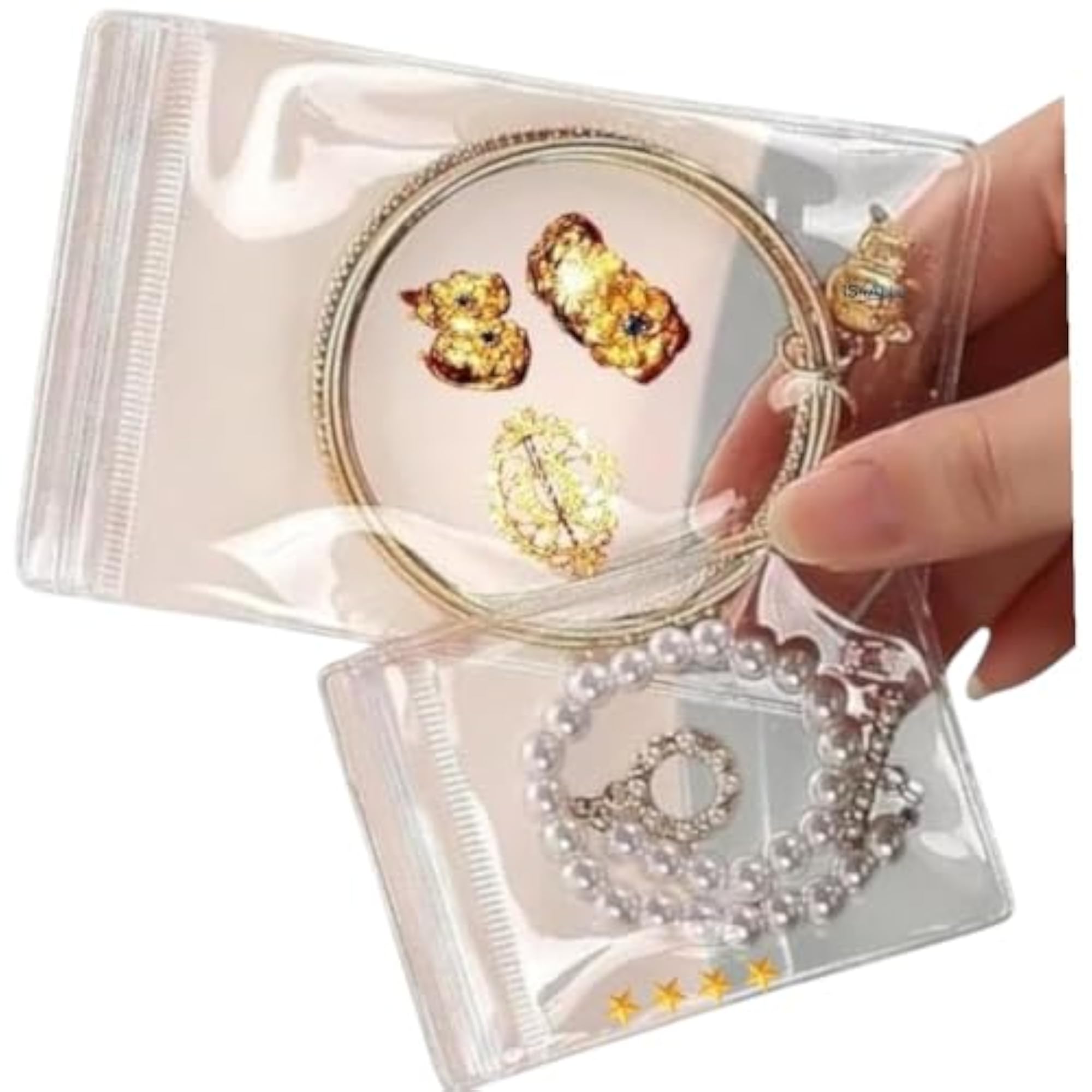 100 Pcs Clear Zip Lock Storage Pouches for Jewellery, Rings & Earrings