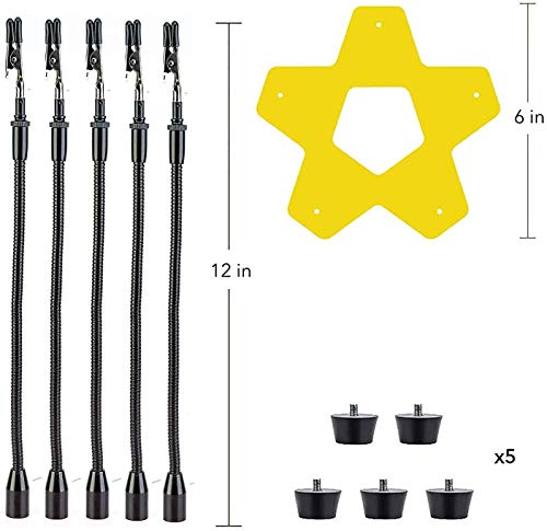 Kotto Third Hand Professional Soldering Stand Tool Pcb Holder Five Arms Helping Hands Crafts Jewelry Hobby Workshop Helping Station Non-Slip Steel Weighted Base With 2 Changeable Helping Hands #TOP3