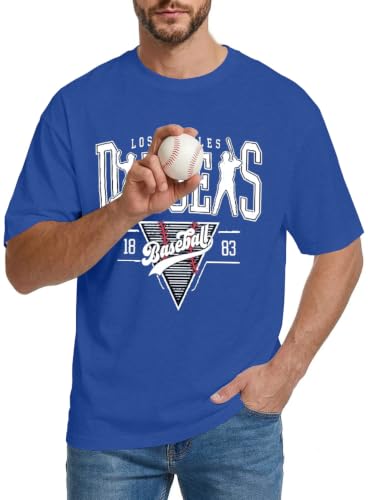 HOTHYPOP Baseball Shirt for Men Crew Neck Short Sleeve T-Shirt