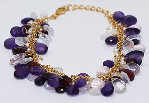 Bracelet améthyste grenat perle pierre de lune en gemmes véritables 8-10mm