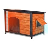 43.3" L Dog House Outdoor Insulated Large Dog Kennel 6 Sides All-Round Foam Winter Weatherproof for Small Medium Large Dogs with Strong Metal Chew Proof Frame