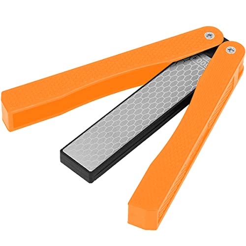 L'Outil D'Affûtage Pliante, Aiguiseur Double Face de Couteau, Affûteur Diamant, Aiguiseur Couteau Grit, Format de Poche Pliable 400/600 Grain, Pour la Cuisine de Camping en Extérieur(Noir)