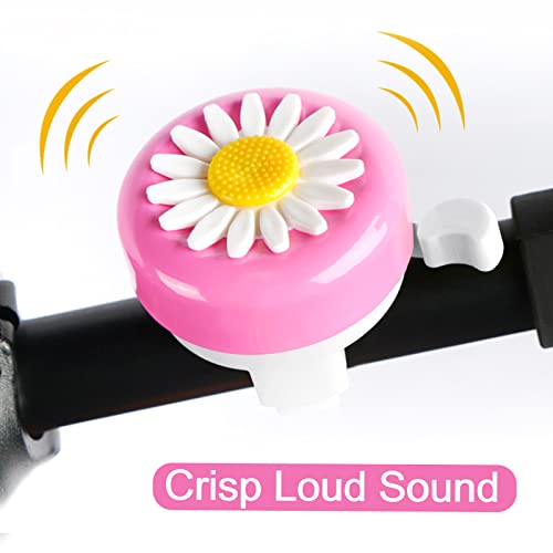 Cinvo Pack Of 2 Bike Bells Kids Bicycle Ring Bell Loud Crisp Clear Sound Safe Cycling Aluminum Warning Scooter Tricycles Bell Flower Design For Kids Adults (Pink White And Blue White) #TOP2