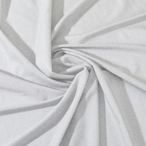 Tissu maille pailleté extensible argent anti-effilochage pour costumes et loisirs