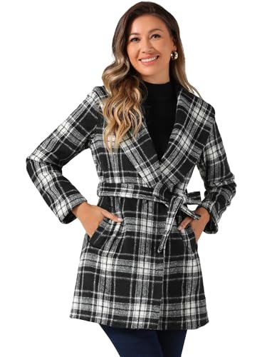 Manteau à carreaux avec poches Allegra K idéal pour vos sorties citadines en automne