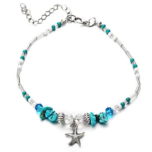 Bohemian Türkis-Fußkettchen mit Seesternen-Anhänger für Mädchen Cover