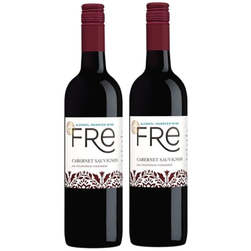 Sutter Home FRE Alcohol-Removed Cabernet Sauvignon Wine Bundle, 2 Pack (25.4 fl oz Each) with BeClink Wine Tasting Cards & Guide, Non-Alcoholic Red Wine from California