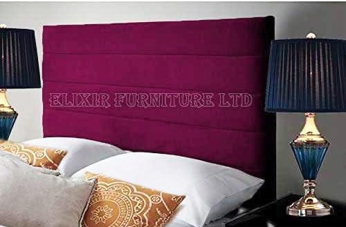 Elixir Furniture Khul Divan Bed Headboard | Plush Velvet Fabric Super King size Headboard for bed frames | Elegant design wooden material headboards for beds (Burgundy, 6ft Super King H-36inch)