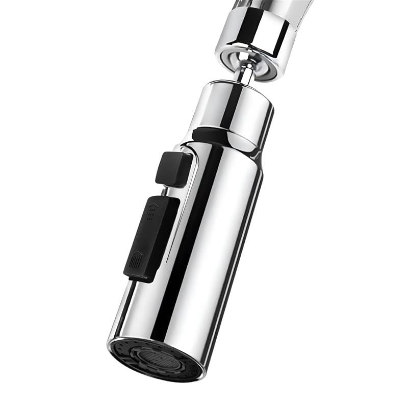 Plantex Tap Extension For Kitchen Sink/360° Swivel Kitchen Sink Faucet Aerator/Upto 70% Water Saving/3 Anti-Splash Modes Sprayer Attachment(XL-2047 Chrome), Standard-image-2