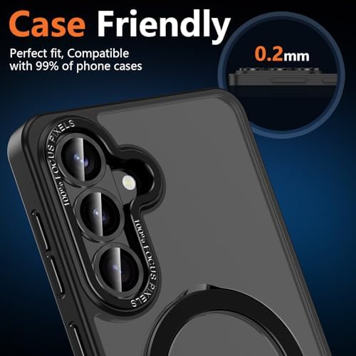 Avocase for Samsung Galaxy S26 Camera Lens Protector, Individual Metal Ring Tempered Glass Lens Cover, [Strong Adsorption] Scratch Resistant Ultra-Thin HD Clear Lens Cover, 1 Set-Black - 5