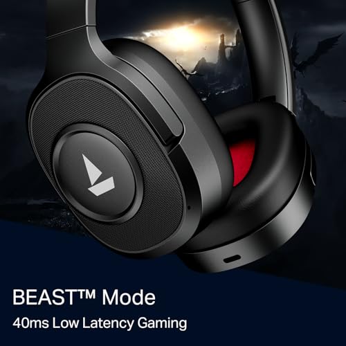 Image of Boat Rockerz Plus 550 ANC, (~40dB) Hybrid ANC, 80Hrs Playback, 40ms Low Latency Beast Mode, 40mm Drivers, BT v5.4, Bluetooth Headphones, Wireless Headphone with Mic (Cosmic Black)