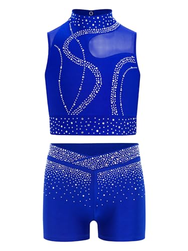 Ensemble sportif filles avec strass comprenant un crop top danse moderne et un legging court