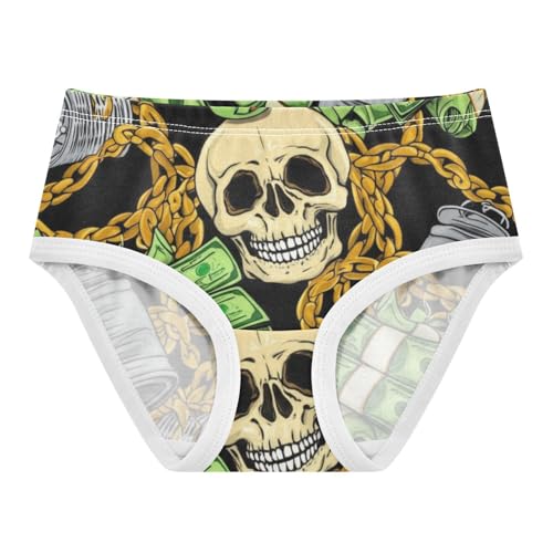 Beige Skulls Banknote Black Toddler Girls Underwear 2t Cotton Panties for Girl Pattern Briefs Kids Undies