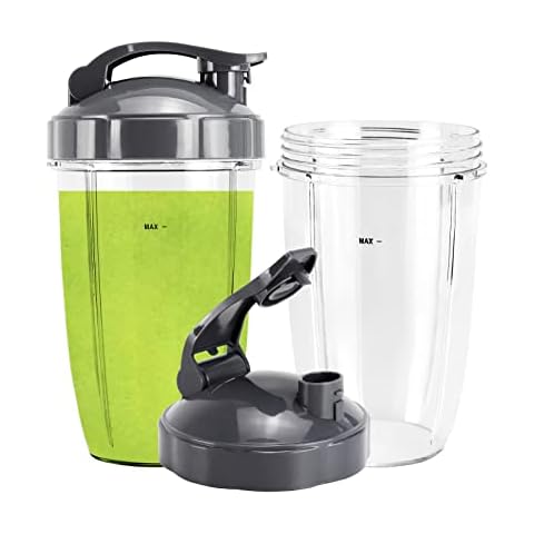 2-Pack Blender Replacement Cups 24 oz for Original NutriBullet Pro 900w/ 600w Extractor Blade Juicer Parts with 2 Flip Top to Go Lids Cover