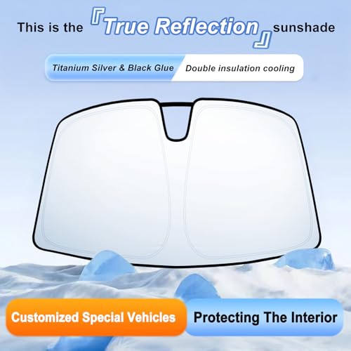 Image of Car Windshield Sun Shade for Honda CRV 2023 2024 2025 2026 Professional 310T Reflective Polyester UV & Heat Insulation Protection, Foldable Front Window Sunshade with Storage Pouch, Keep Interior Cool