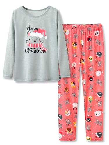 Image of Beezizac Girls Pajamas Cute Print Short /Long Sleeve Pants Set Size 6-18