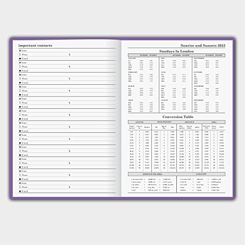 Precious 2023 A4 One Day to a Page Diary with Full Page of Saturday & Sunday Hardback Cover Planner Organiser Diary (Purple)
