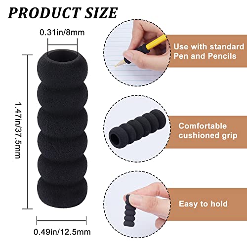 GORGECRAFT 60PCS Foam Pencil Holder Grips Black Pen Grippers Pencil Cushion Pen Holder Sponge Grips Painting Drawing for Adults Arthritis Writing Relieving Fingers Fatigue - Image 2