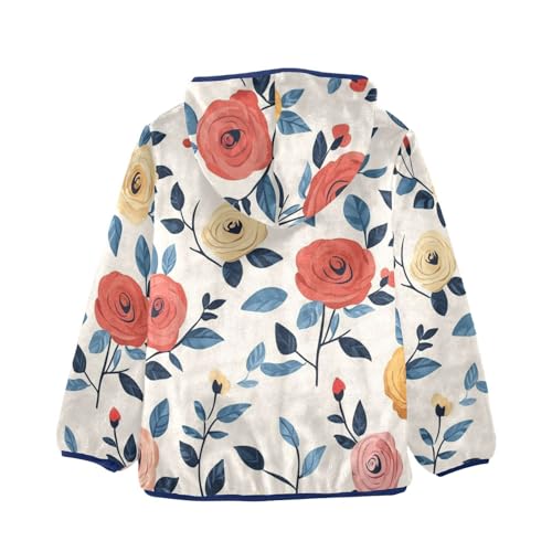 Colorful Roses Flowers Girls Fleece Jacket Girls Fall Jacket Girls Zip Up Hoodie Girls Sherpa Jacket 2-10T2