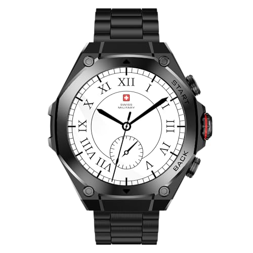 Image of Swiss Military DOM6 Smartwatch 1.43 inch AMOLED, Bluetooth Calling, Multi Language, Health & Sports Tracking, Wireless Charging, 7 Days Battery, IP67, iOS /Android Compatible,Gun Metal Frame & Strap