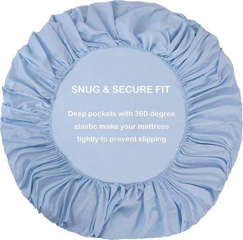 Image of Waterproof Mattress Protector King Size 78x72 - Waterproof Terry Cotton Mattress Protector /Breathable Elastic Fitted Style Bed Cover King Size Bed - Blue Color - Kids Urine Protection