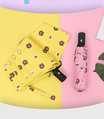 Image of House of Quirk 3-Fold Travel Umbrella - Auto Open /Close Ultra Light and Small Mini Umbrella with Carrying Pouch