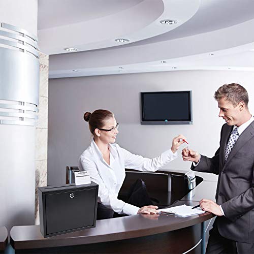 Kyodoled Suggestion Box With Lock Wall Mounted,Mail Box, Key Drop Box Cards, Safe Lock Box,Ballot Box,Donation Box,3W X 10H X 12L Inch Black #TOP6