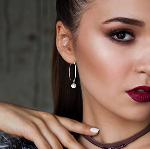 Savlano 925 Sterling Silver Ear Wire Threader Bead Ball Dangling Drop Earrings for Women Available in 6MM, 8MM, 10MM and 12MM -Made in Italy Comes With Savlano Gift Box4