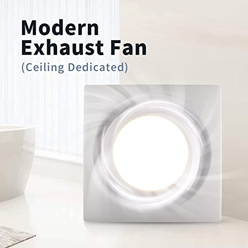 Zeyzer Bathroom Exhaust Fan With Light Led Square Quiet Ceiling Mount Ventilation Fan Combination For Bathroom/Shower/Restroom/Home/Office, 110 Cfm 1.0 Sones 4 Inches Duct 110V, White #TOP6