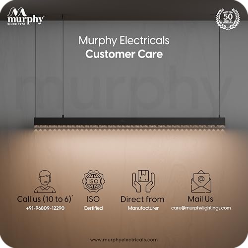 Image of Murphy 4ft LED Hanging Profile Light - Warm White (Lens Diffuser) | 45W Aluminium LED Pendant Light | Adjustable Hanging Wire | Modern Linear Ceiling Light | 2-Year Warranty | Pack of 1