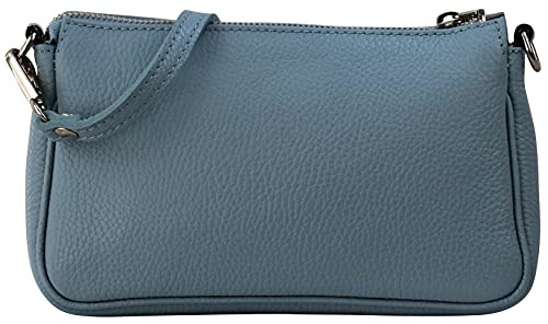 SH Leder Echtleder Schultertasche Umhängetasche Handtaschen Clutch kleine Tasche Abendtasche 23x13cm Jennie G323 (Jeansblau)