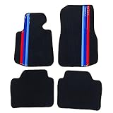 IKON MOTORSPORTS, Floor Mats Compatible with BMW F32 4Series, 2014-2020 Front & Rear Factory Color Stripe Car Floor Carpets Carpet Liner