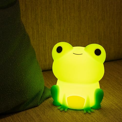 Image of Led Cute Frog Night Light, Dimmable Timer Nursery Kawaii Lamps, Super Squishy Silicone USB Rechargeable Beside Lamp, Used for Camping Party Room Decor (Frog)
