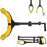 Ronivante 44' Extra Long Grabber Reacher Tool，Foldable Pick Up Stick with Strong Grip Magnetic，360°Rotating Anti-Slip Jaw 4' Wide Claw Opening,Hand Grabber for Reaching, Yellow