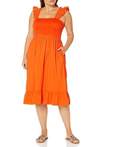 Image of The Drop Womens Kimi Ruffled Shoulder Smocked Midi Dress