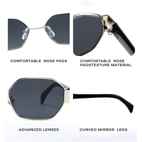 helena Vintage Small polygon Sunglasses Women Men Y2K Retro Trendy Square Metal Frame punk black Sun Glasses UV4004