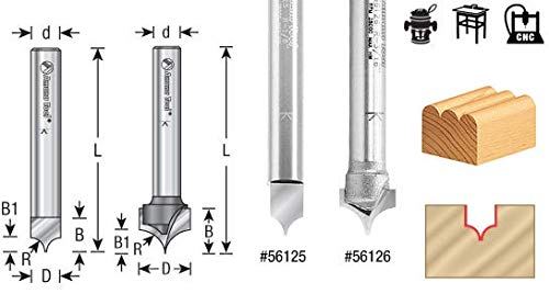 Amana Tool - 56125 Solid Carbide Pt. Cutting Roundover 1/8 Radius X 1/4 Dia X 5/16 X 1/4 #TOP1